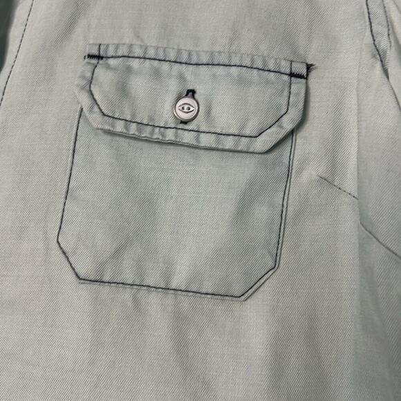 AG Adriano Goldschmied Sample Women’s Small Blue Cotton Tencel Linen Button Down - Picture 5 of 8